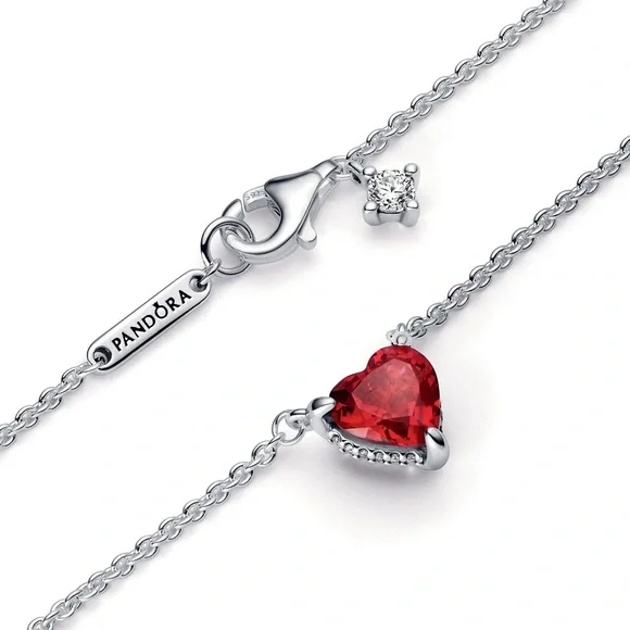 Pandora Sparkling Heart Halo Pendant Collier Necklace - Picture 1 of 4